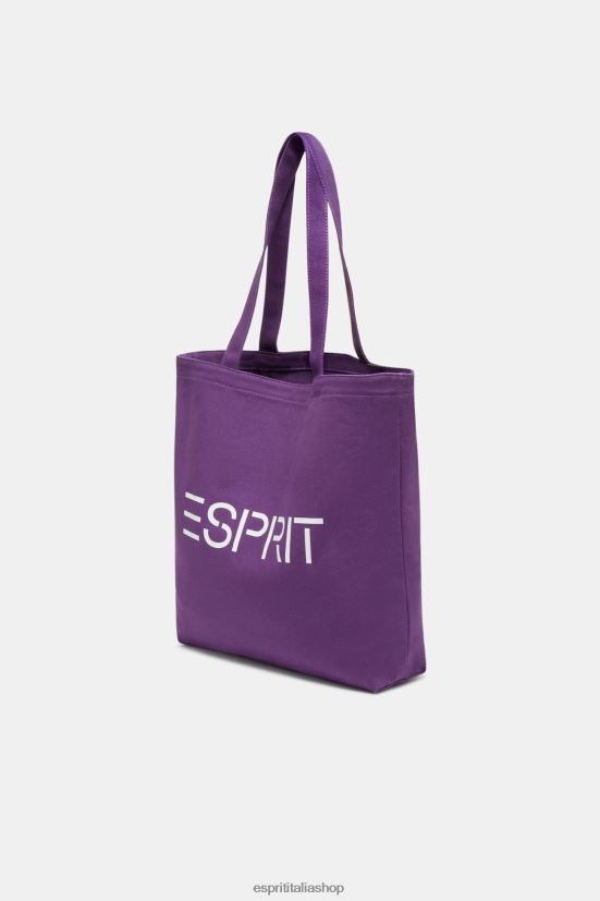 Esprit Borsa tote in tela con logo bacca viola uomini Accessori 4RNDH38