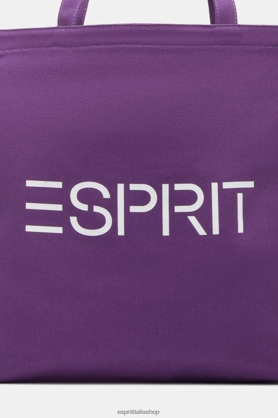 Esprit Borsa tote in tela con logo bacca viola uomini Accessori 4RNDH38