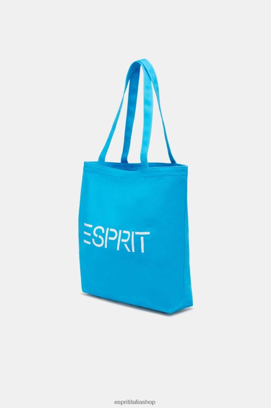 Esprit Borsa tote in tela con logo turchese uomini Accessori 4RNDH39