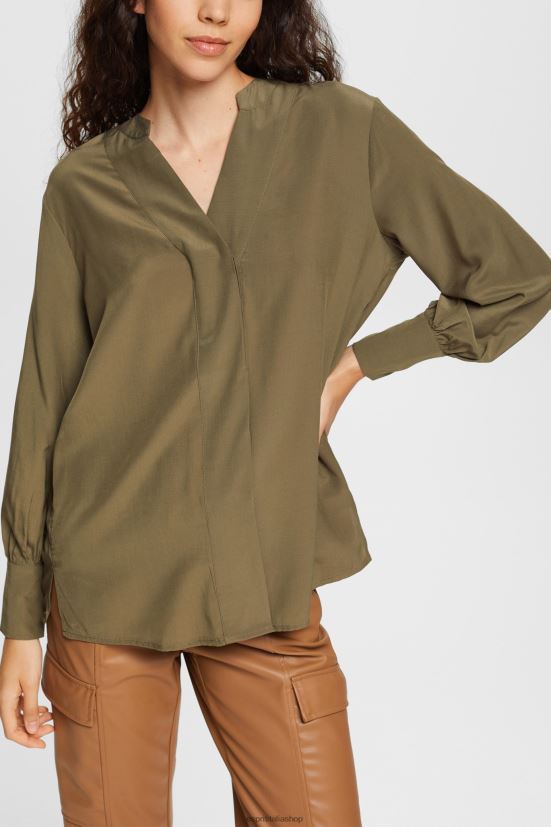 Esprit Blusa scollo a V, lenzing ecovero kaki scuro donne camicette 4RNDH555 - Clicca l'immagine per chiudere