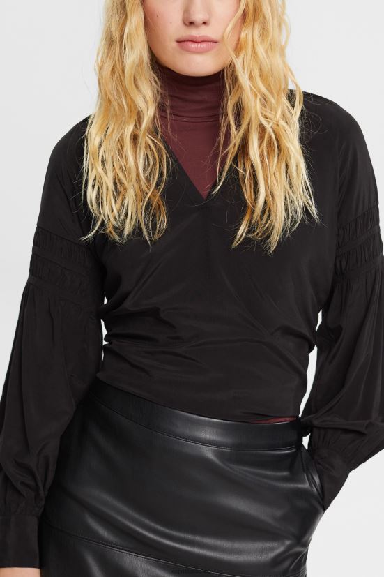 Esprit blusa con dettagli punto smock, lenzing ecovero nero donne camicette 4RNDH370 - Clicca l'immagine per chiudere