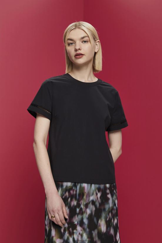 Esprit blusa con schiena scoperta, tencel nero donne camicette 4RNDH200