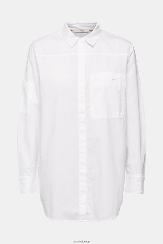 Esprit camicetta camicia, cotone biologico bianco donne camicette 4RNDH541