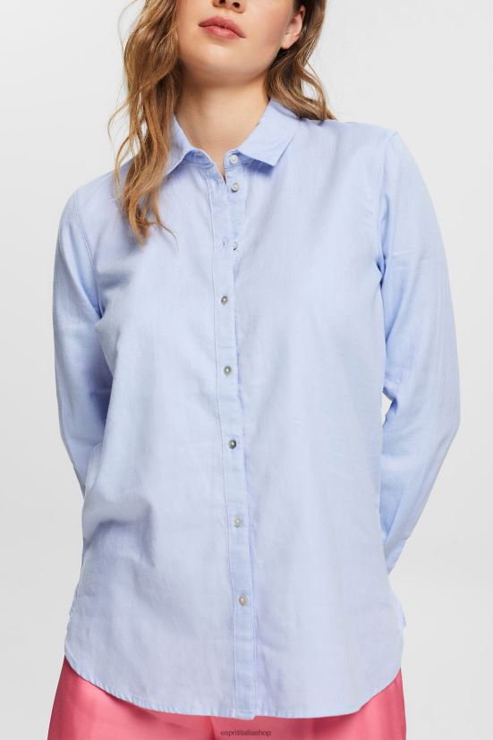 Esprit camicia camicetta realizzata al 100% in cotone azzurro donne camicette 4RNDH515