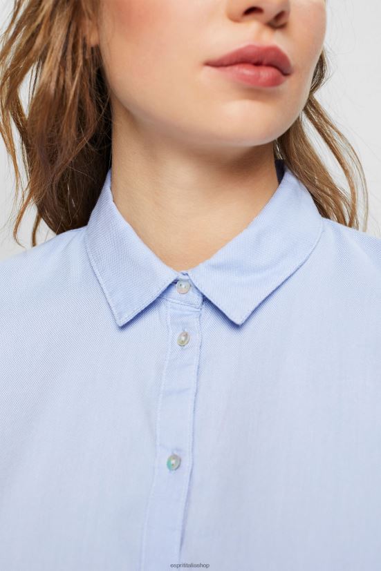 Esprit camicia camicetta realizzata al 100% in cotone azzurro donne camicette 4RNDH515