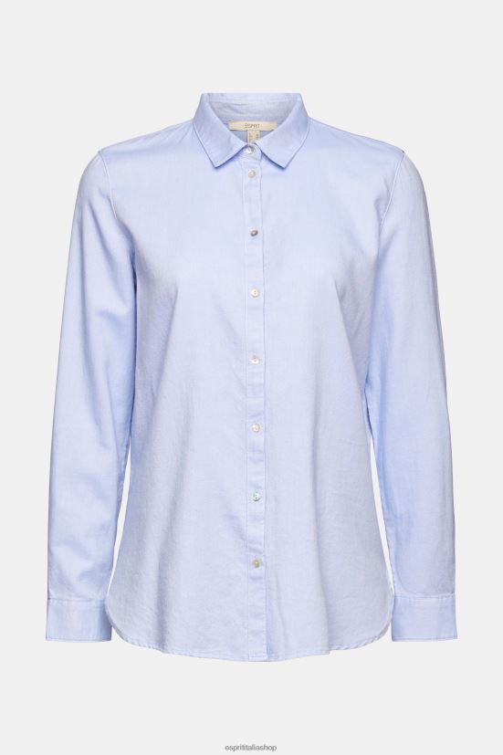 Esprit camicia camicetta realizzata al 100% in cotone azzurro donne camicette 4RNDH515