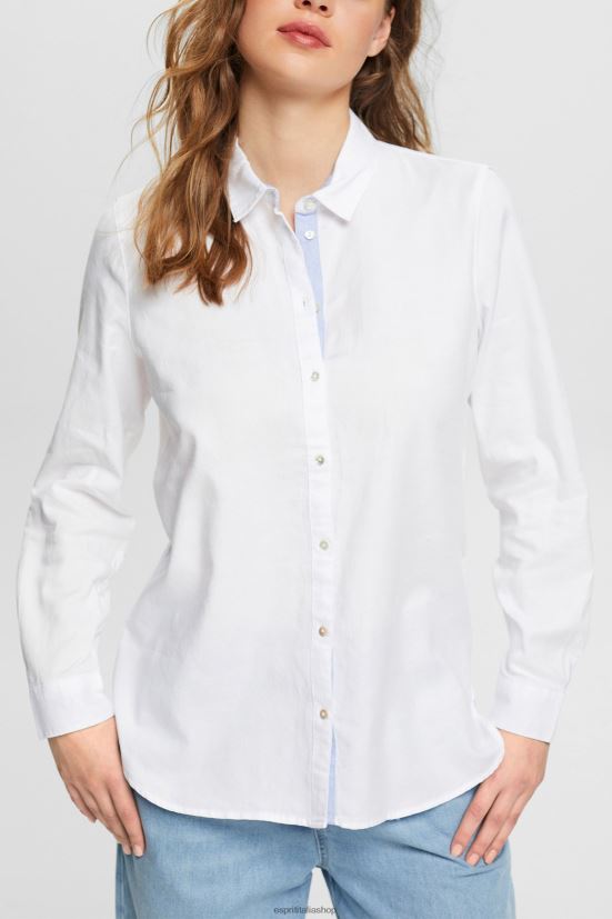 Esprit camicia camicetta realizzata al 100% in cotone bianco donne camicette 4RNDH514