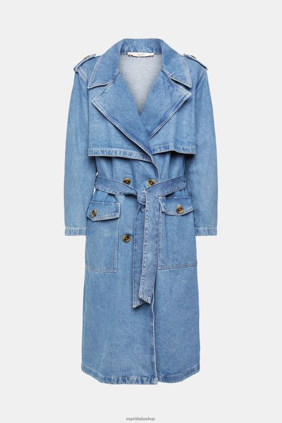 Esprit trench in denim lavaggio a luce blu donne cappotti 4RNDH486