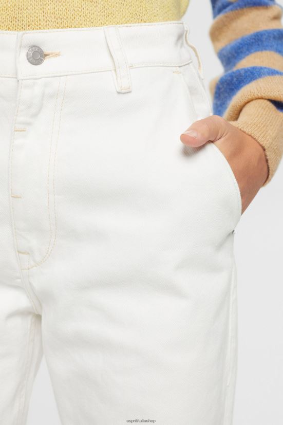 Esprit jeans a vita alta con vestibilità papà bianco donne denim 4RNDH320