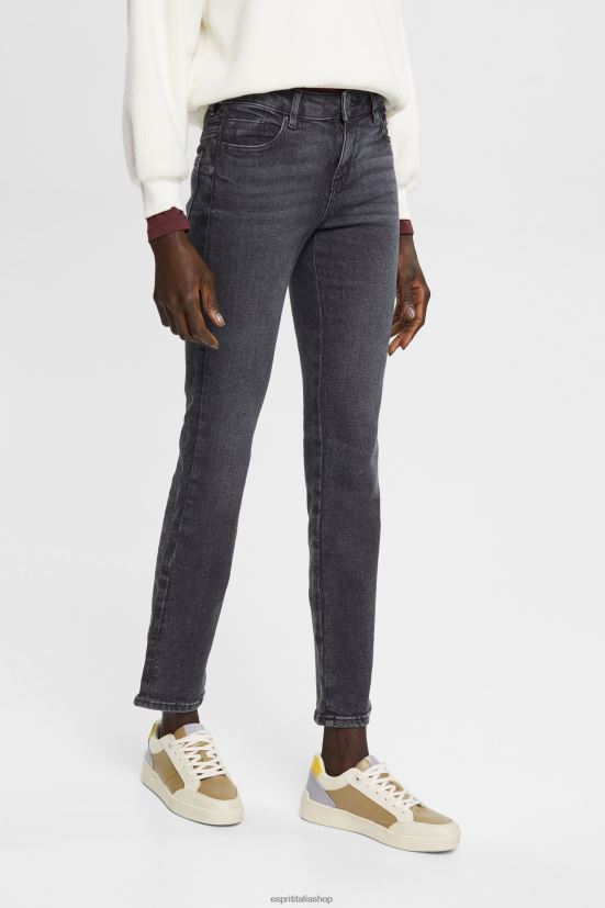 Esprit jeans elasticizzati a gamba dritta a vita alta lavaggio grigio scuro donne denim 4RNDH328 - Clicca l'immagine per chiudere