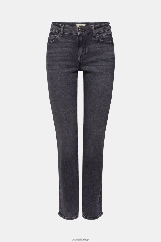 Esprit jeans elasticizzati a gamba dritta a vita alta lavaggio grigio scuro donne denim 4RNDH328