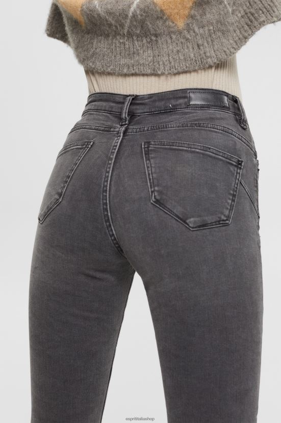 Esprit jeans modellanti a vita alta lavaggio grigio scuro donne denim 4RNDH342