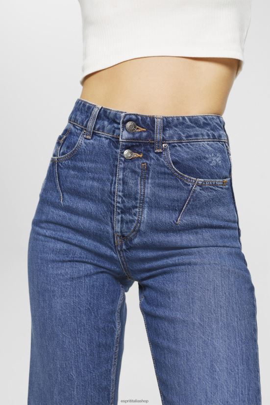 Esprit jeans papà invecchiati a vita alta lavaggio medio blu donne denim 4RNDH254