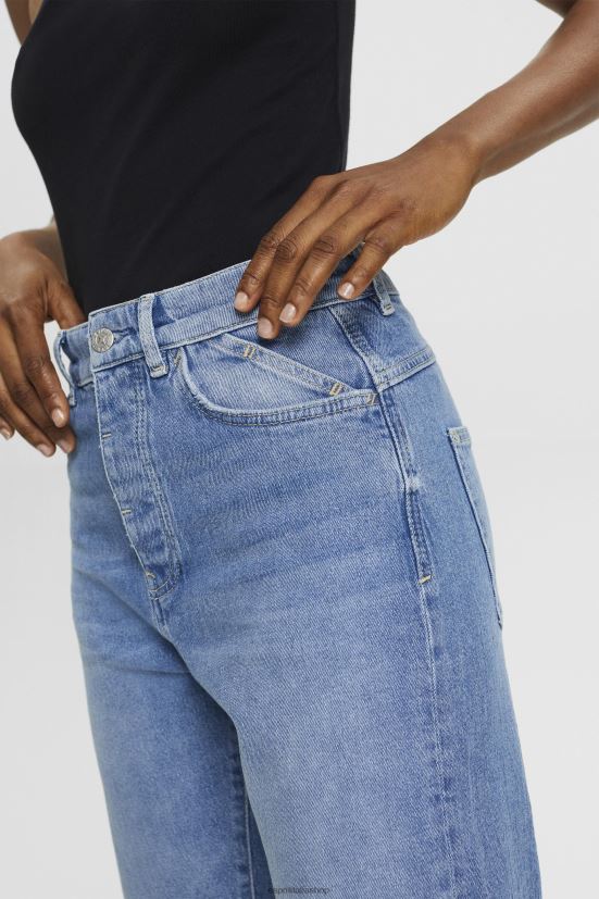 Esprit papà jeans a vita alta lavaggio a luce blu donne denim 4RNDH315