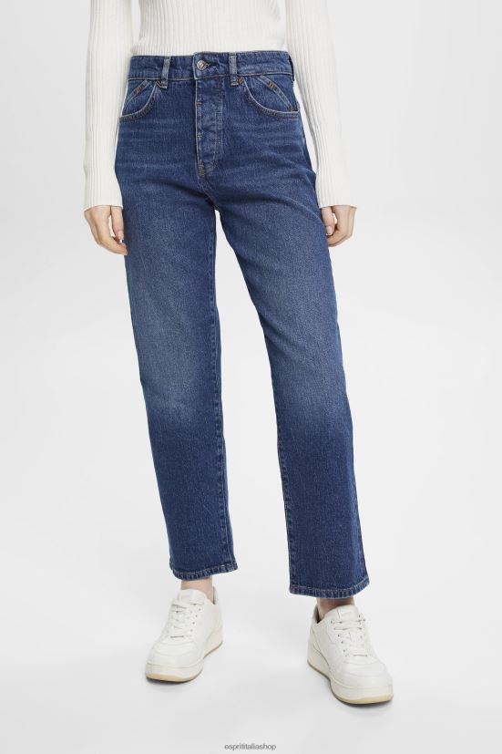 Esprit papà jeans a vita alta lavaggio medio blu donne denim 4RNDH314