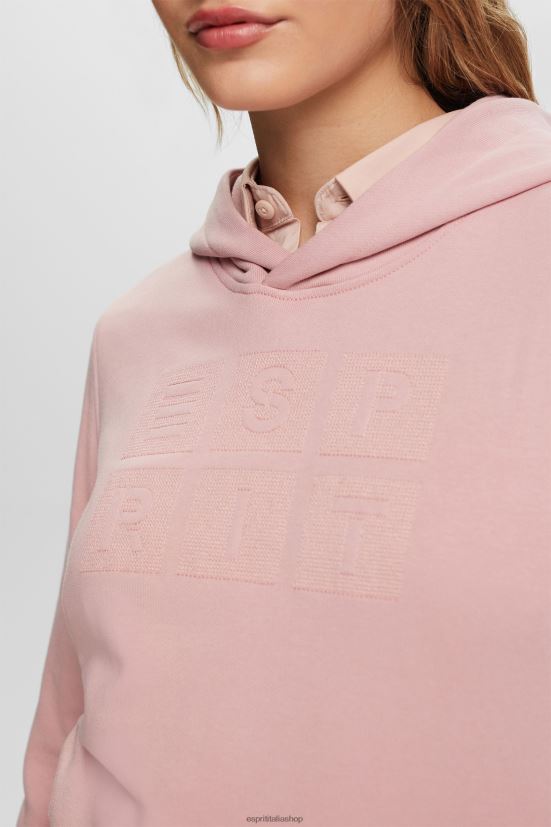 Esprit Felpa con cappuccio con logo ricamato, cotone biologico rosa antico donne felpe e felpe con cappuccio 4RNDH9