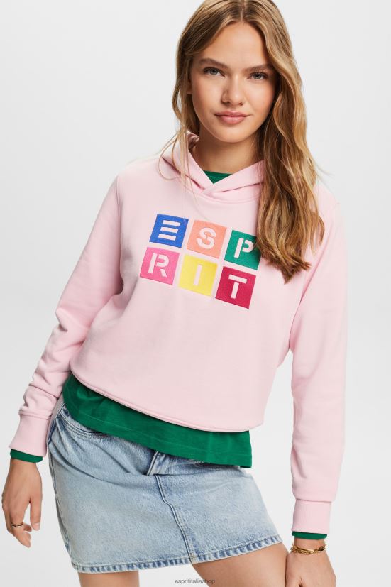 Esprit Felpa con cappuccio con logo ricamato, cotone biologico rosa pastello donne felpe e felpe con cappuccio 4RNDH11 - Clicca l'immagine per chiudere