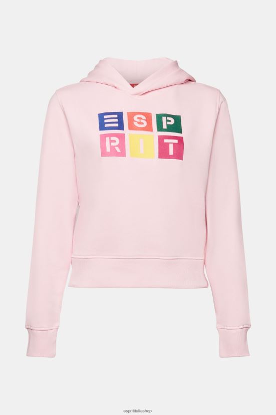 Esprit Felpa con cappuccio con logo ricamato, cotone biologico rosa pastello donne felpe e felpe con cappuccio 4RNDH11