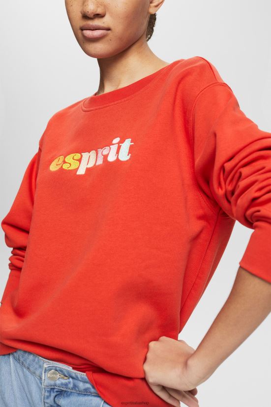 Esprit felpa casual con stampa a sbuffo del logo rosso-arancio donne felpe e felpe con cappuccio 4RNDH366