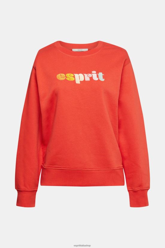 Esprit felpa casual con stampa a sbuffo del logo rosso-arancio donne felpe e felpe con cappuccio 4RNDH366