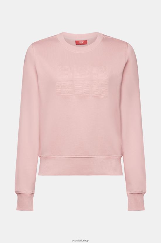 Esprit felpa con logo ricamato, cotone biologico rosa antico donne felpe e felpe con cappuccio 4RNDH13