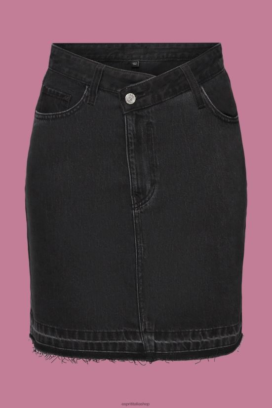 Esprit minigonna in jeans con vita asimmetrica lavaggio medio nero donne gonne 4RNDH206