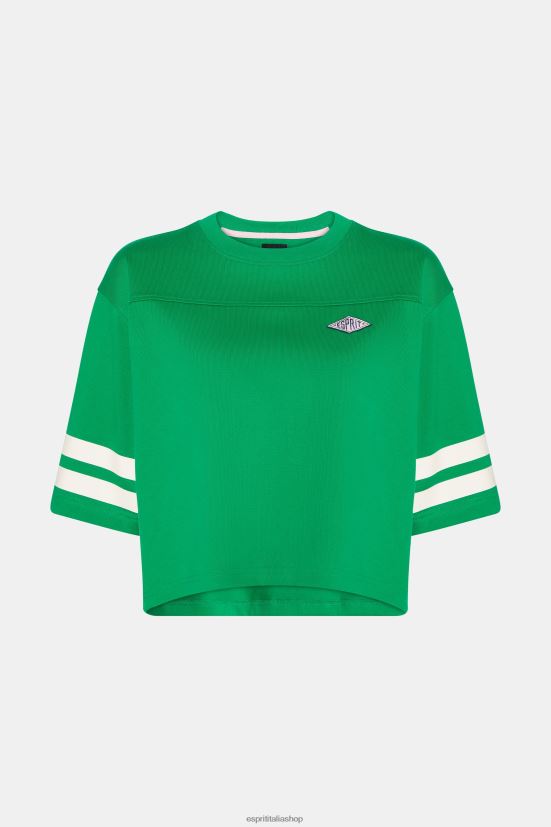 Esprit T-shirt da rugby corta con logo varsity verde smeraldo donne magliette 4RNDH413