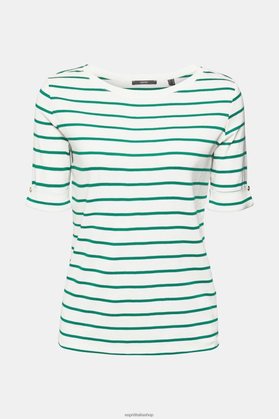 Esprit maglietta a righe alla moda verde smeraldo donne magliette 4RNDH519