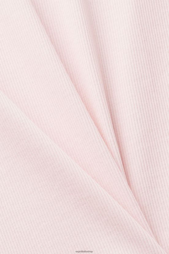 Esprit maglietta in jersey a coste rosa pastello donne magliette 4RNDH2