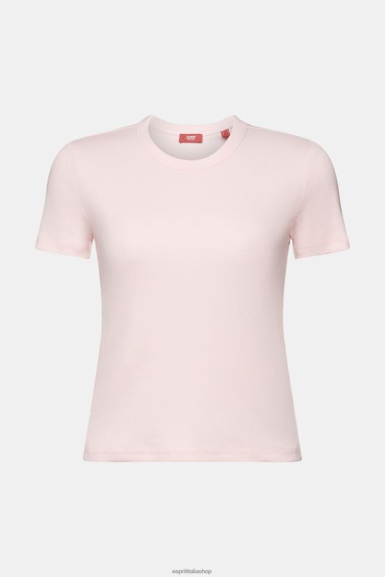 Esprit maglietta in jersey a coste rosa pastello donne magliette 4RNDH2