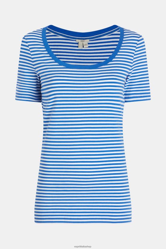 Esprit t-shirt a righe in cotone elasticizzato blu acceso donne magliette 4RNDH536