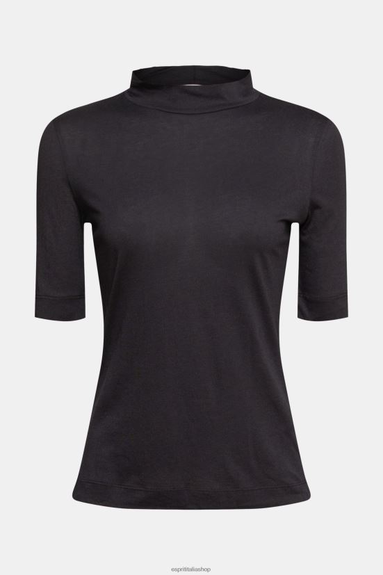 Esprit t-shirt con collo a fascetta, tencel nero donne magliette 4RNDH374