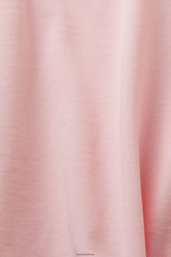 Esprit t-shirt con logo ricamato, 100% cotone rosa pastello donne magliette 4RNDH16