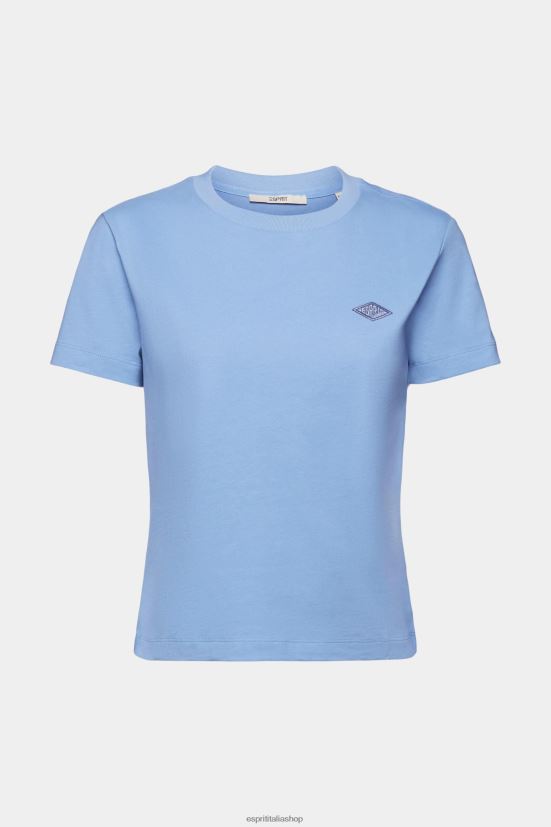 Esprit t-shirt in cotone con logo ricamato lavanda azzurra donne magliette 4RNDH151