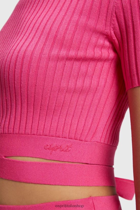 Esprit parte superiore pieghettata rosa fucsia donne maglioni 4RNDH379