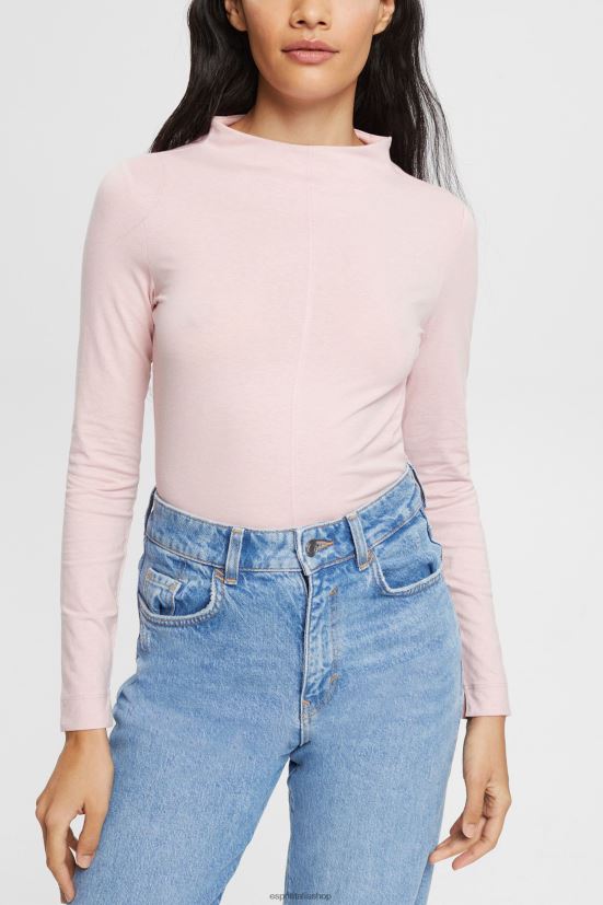 Esprit top a maniche lunghe con scollo a barchetta rosa chiaro donne manica lunga 4RNDH368 - Clicca l'immagine per chiudere