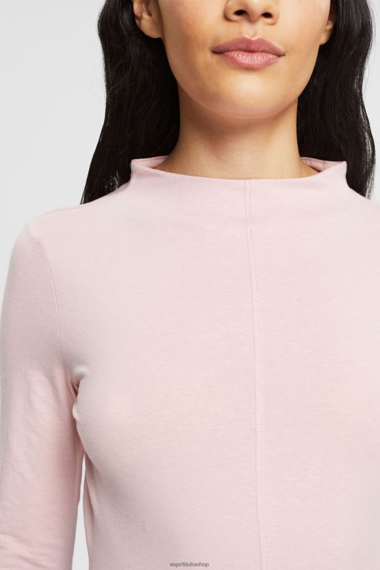 Esprit top a maniche lunghe con scollo a barchetta rosa chiaro donne manica lunga 4RNDH368