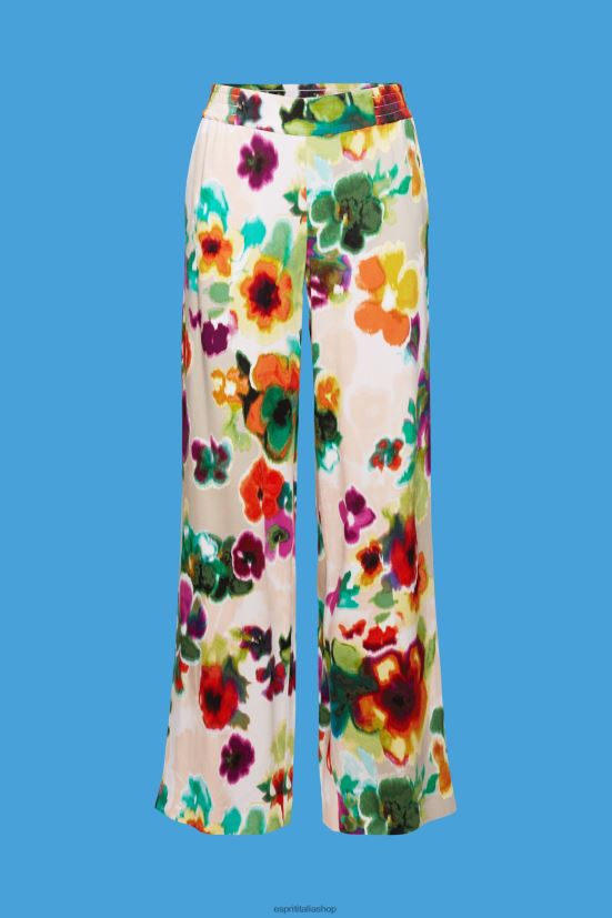 Esprit pantaloni a gamba larga con stampa floreale bianco donne pantaloni 4RNDH131