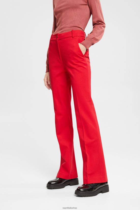 Esprit pantaloni bootcut elasticizzati a vita alta rosso scuro donne pantaloni 4RNDH336 - Clicca l'immagine per chiudere