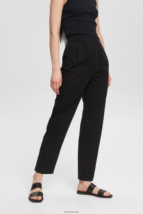 Esprit pantaloni chino a vita alta, 100% cotone pima nero donne pantaloni 4RNDH343 - Clicca l'immagine per chiudere