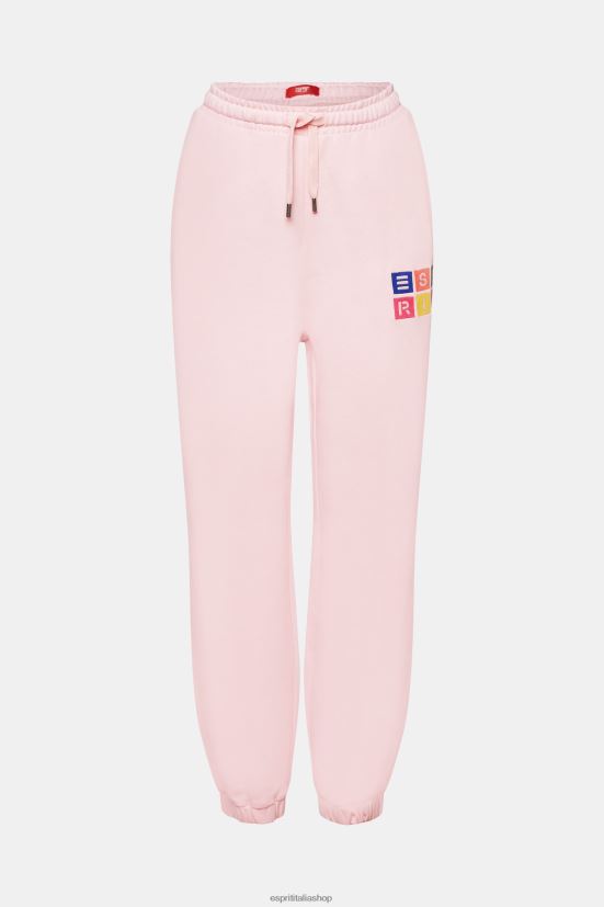 Esprit pantaloni della tuta con logo, cotone biologico rosa pastello donne pantaloni 4RNDH6