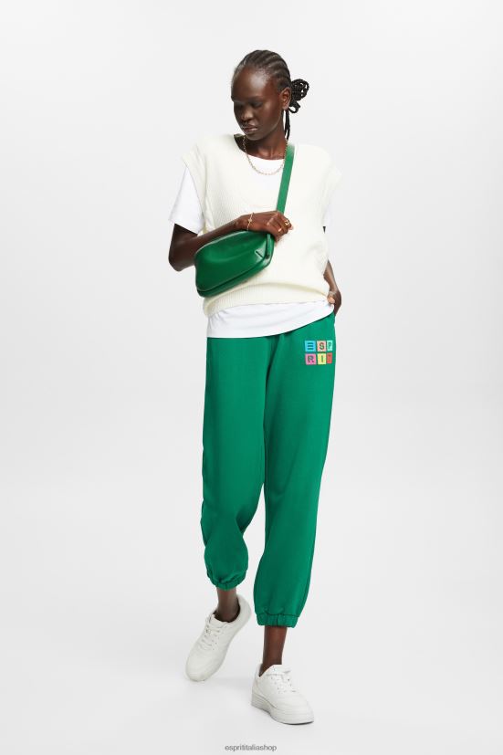 Esprit pantaloni della tuta con logo, cotone biologico verde scuro donne pantaloni 4RNDH5