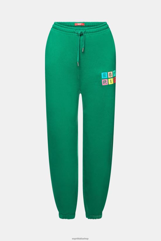 Esprit pantaloni della tuta con logo, cotone biologico verde scuro donne pantaloni 4RNDH5