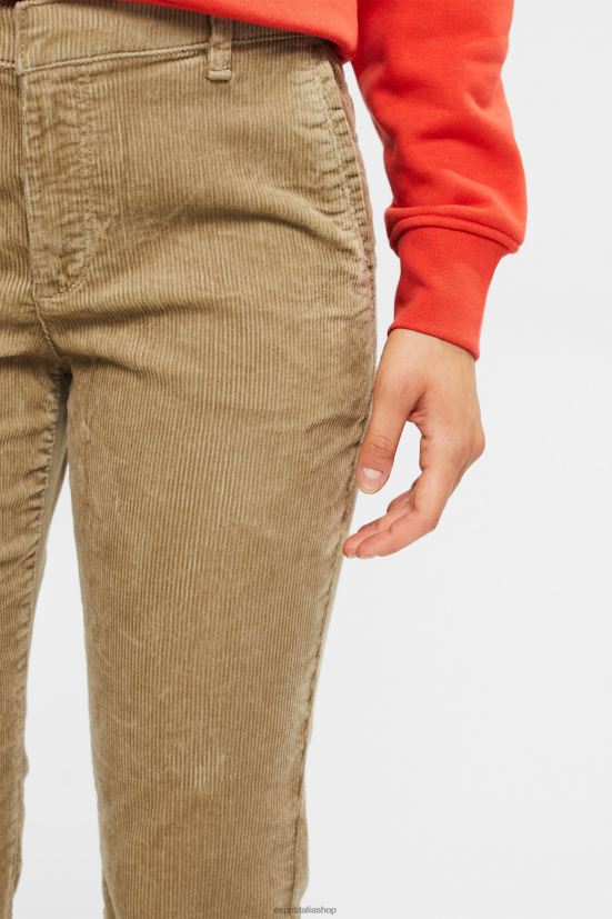 Esprit pantaloni in corda kaki pallido donne pantaloni 4RNDH346