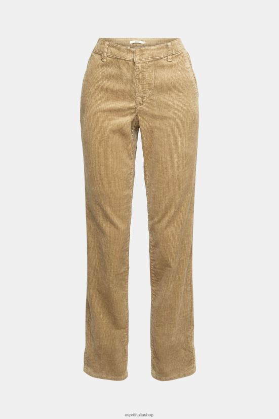 Esprit pantaloni in corda kaki pallido donne pantaloni 4RNDH346