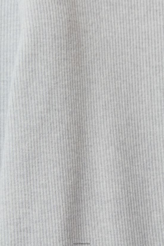 Esprit pantaloni in maglia a coste a vita alta grigio chiaro donne pantaloni 4RNDH466