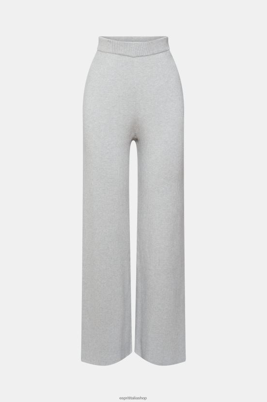 Esprit pantaloni in maglia a coste a vita alta grigio chiaro donne pantaloni 4RNDH466