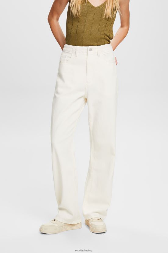 Esprit pantaloni in twill a gamba ampia, 100% cotone bianco donne pantaloni 4RNDH4