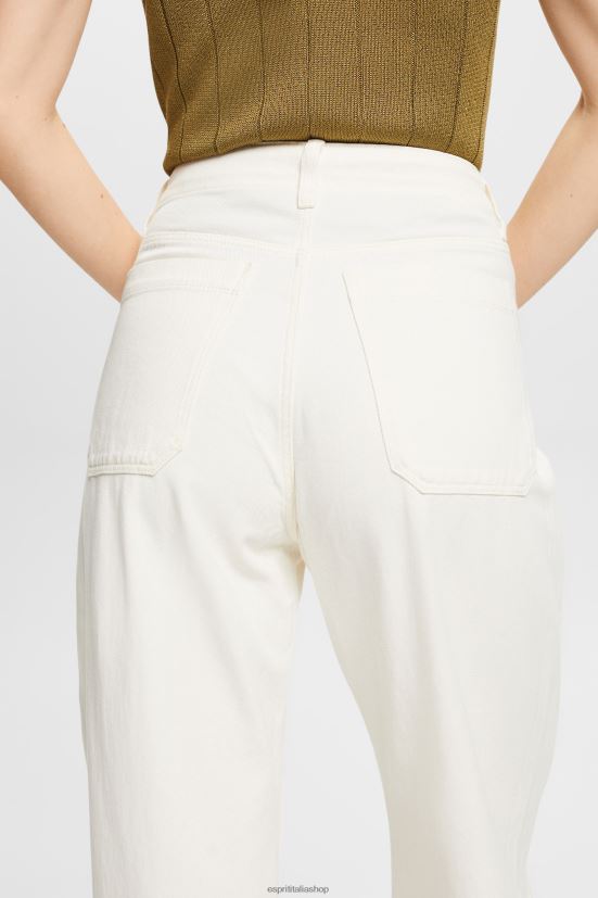 Esprit pantaloni in twill a gamba ampia, 100% cotone bianco donne pantaloni 4RNDH4