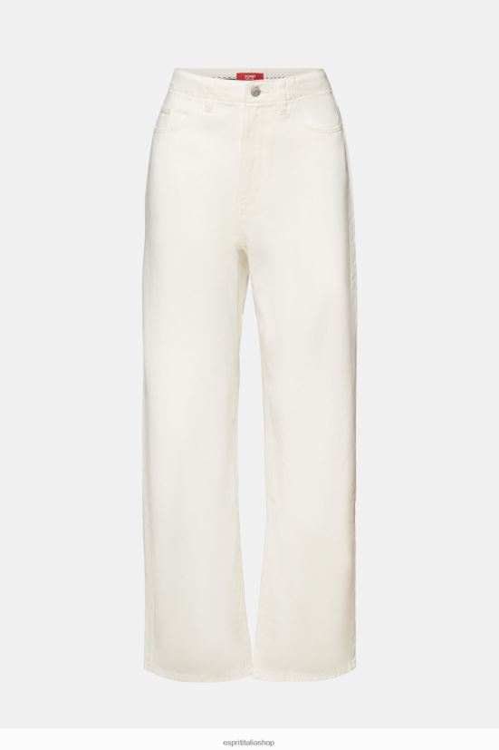 Esprit pantaloni in twill a gamba ampia, 100% cotone bianco donne pantaloni 4RNDH4